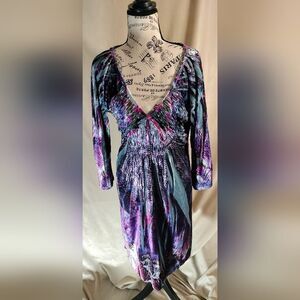 Boston Proper Long Sleeve Crushed Velvet Dress w/Plunging Neckline. Size…